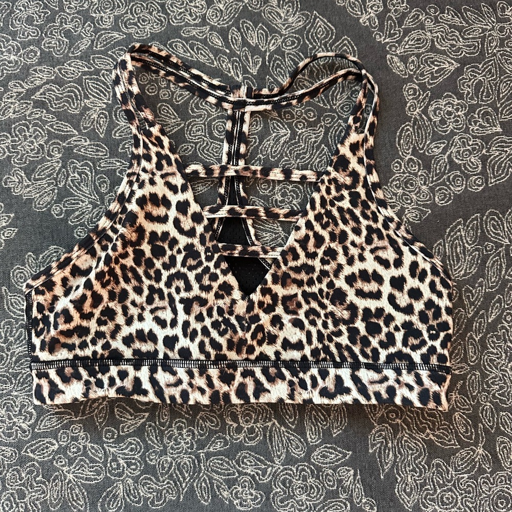 Zyia Leopard Print Grid Sports Bra Small Small
